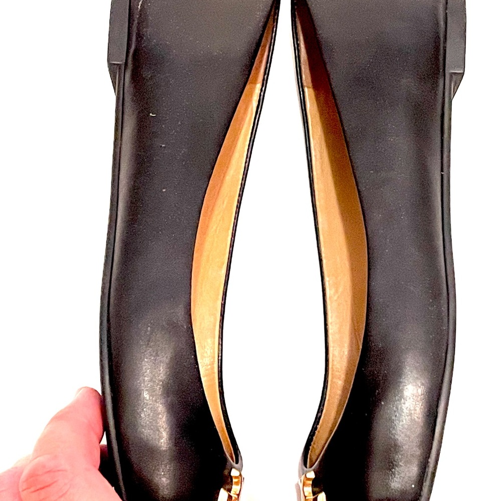 TORY BURCH Everly Cap Toe Ballet Flats 8 Leather Black - Picture 7 of 10